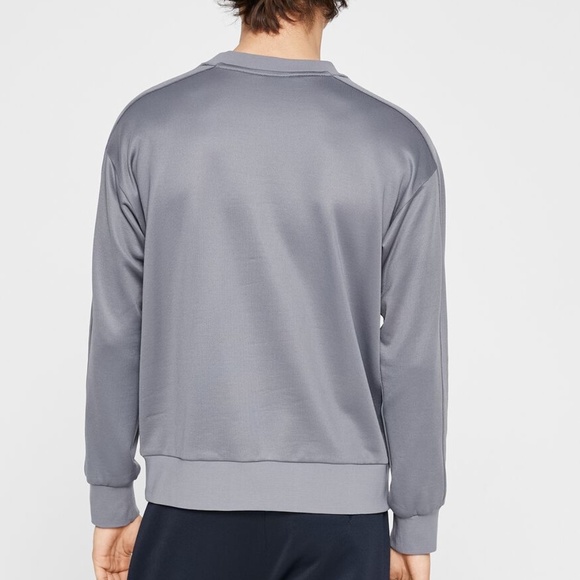 Tech Terry Sweatshirt w/Stripe Rib- Brand New- NEVER WORN- SLATE/IVORY (SEE PIC) - Picture 2 of 7